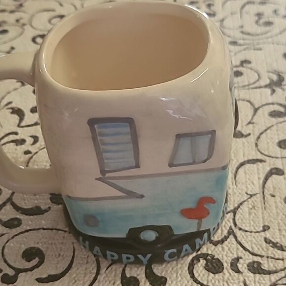 Happy Camper Ceramic Mug - Blue and Cream - Picture 3 of 5
